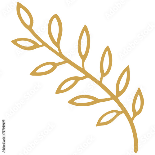 Golden leaf floral stem bunch tree vector decoration can change color.