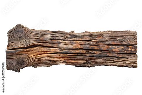 Piece of dark empty wood banner isolated on transparent background Generative Ai 