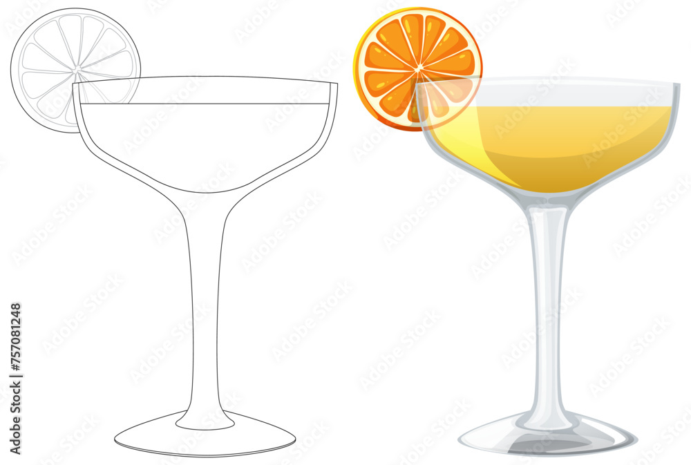Vector art of empty and filled cocktail glasses Vector art of empty and filled cocktail glasses