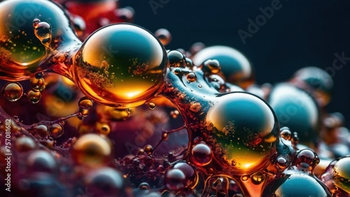 Molecular Elegance Background of Amorphous Molecular Structures with Cosmetic Essence Liquid Bubbles Antioxidant Molecules photo
