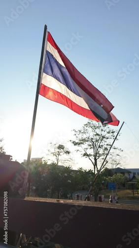 Thai Flag Fluttering in the Sun