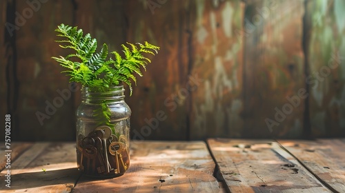 Fern in Mason Jar A Symbol of Growth and Opportunities at Dawn