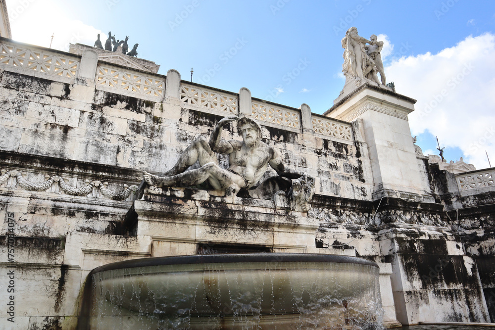 Adriatic fountain of National Monument the Vittoriano at Venezia square in Rome, Italy	
