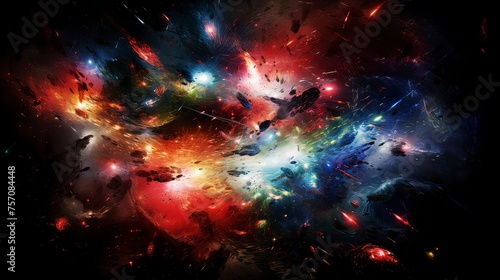 A dynamic scifi space battle scene featuring epic starships, Generative ai.