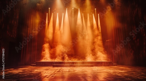 Illuminated stage with warm lighting design for modern dance performance