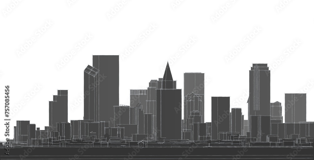 Naklejka premium modern city panorama 3d illustration