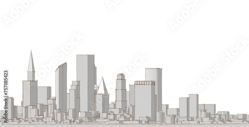 Fototapeta Naklejka Na Ścianę i Meble -  modern city panorama 3d illustration