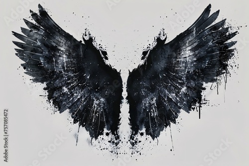 Fly High Black and White Angel Wings Generative AI © Bipul Kumar