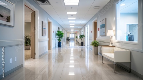 Hallway in a contemporary clinic with clean lines  © Media Srock