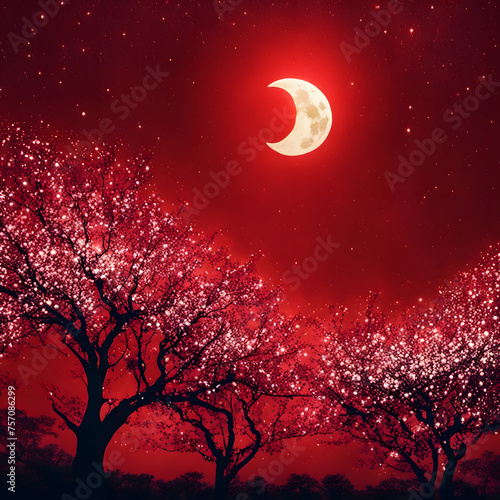  red moon and tree