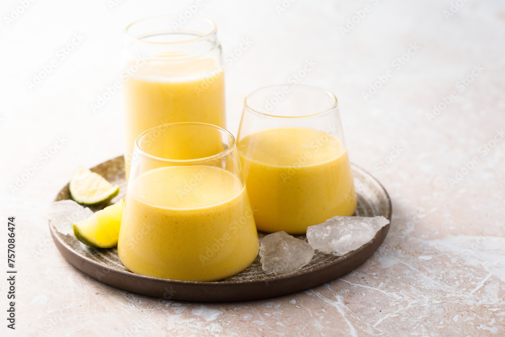 Traditional mango lassi with yogurt Traditional mango lassi with yogurt