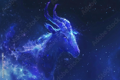 Galaxy Goat A Celestial Creature in the Night Sky Generative AI
