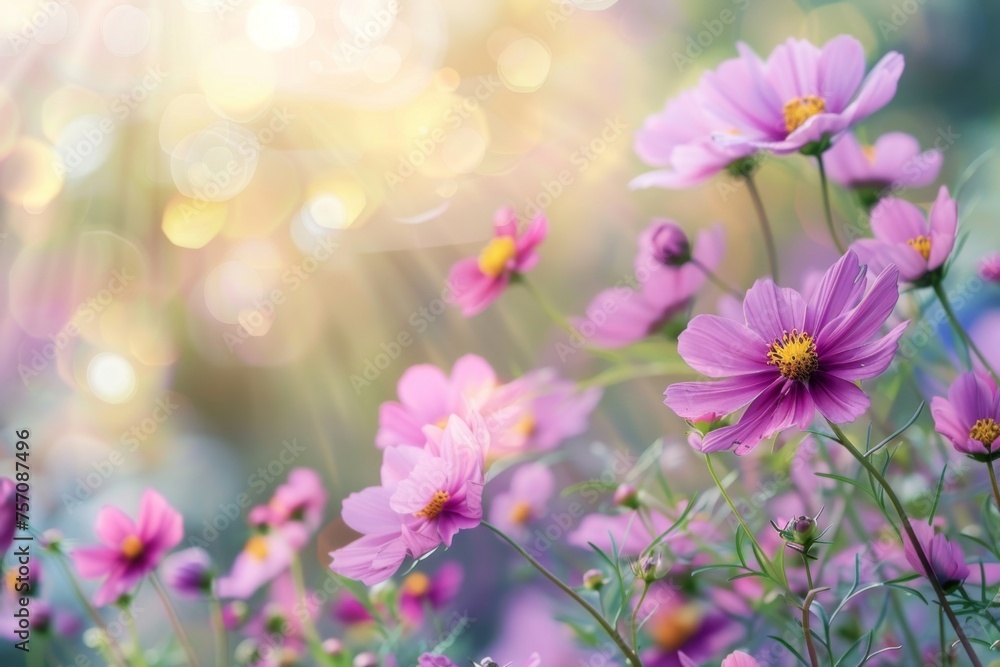 Beautiful spring summer bright natural background with colorful cosmos flowers close up. Beautiful spring summer bright natural background with colorful cosmos flowers close up.