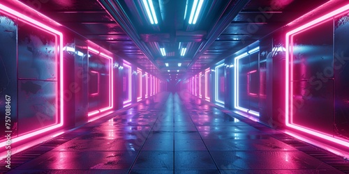 Neon Tunnel of Love A Pink and Blue Light Showcase Generative AI