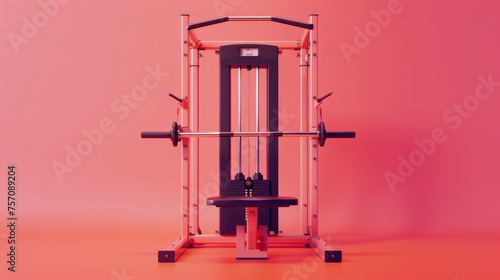 Pink and black gym equipment set against a matching pink background