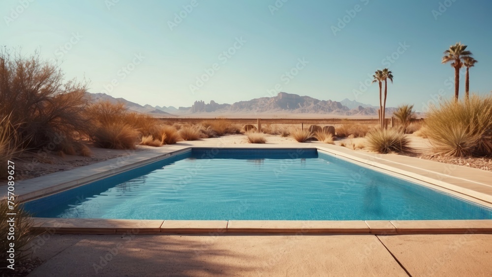 Oasis Mirage Swimming Pool Amidst Desert Splendor