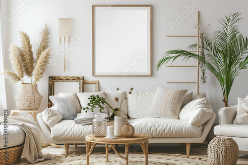 white living-room cozy modern with boho decoration © chali