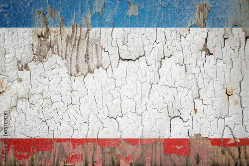 Crimea flag painted on the cracked wall photo