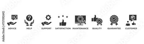 After sales service banner web icon vector illustration concept with icon of advice, help, support, satisfaction, maintenance, quality, guarantee, customer	