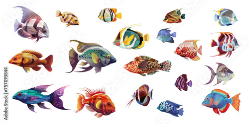 Illustration of a beautiful cute fish on a white background.