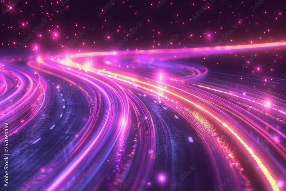The flow of digital information is in the form of a highway. To future abstract technology concept The flow of digital information is in the form of a highway. To future abstract technology concept
