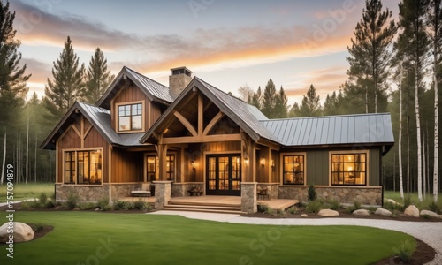 A rustic design with cozy, country-style architecture, earthy colors on exterior walls, © Arhitercture