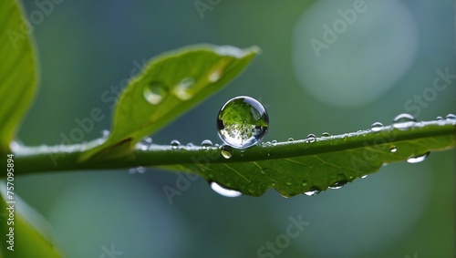 water droplet clinging to the edge of a leaf  Ai generated