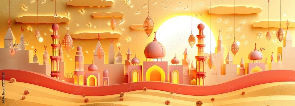 Islamic greeting cards for Muslim Holidays. Eid-Ul-Adha festival celebration