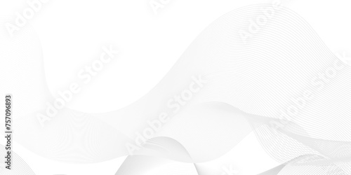 Abstract white blend digital wave lines and technology transparent background. Minimal carve wavy white and gray flowing wave lines and glowing moving lines. Futuristic sound wave lines background.