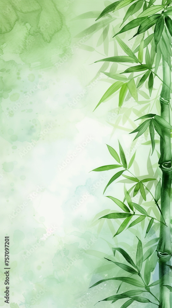 Naklejka premium bamboo leaves painting on a white background