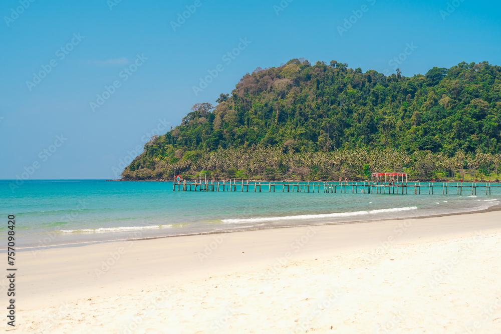 Beach scenery and blue waters on the island in summer