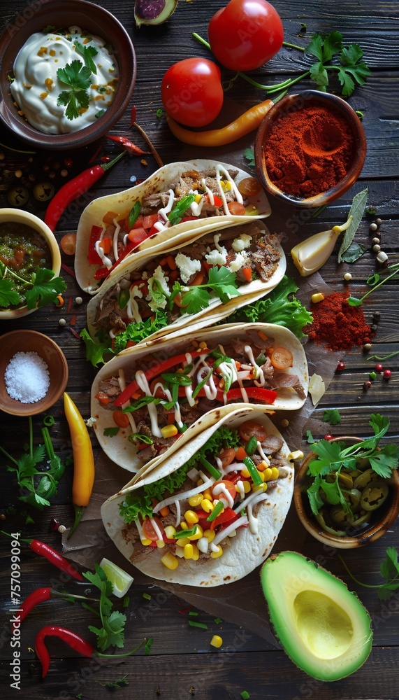 Fototapeta premium Taco Tuesday A Fiesta of Flavors Generative AI