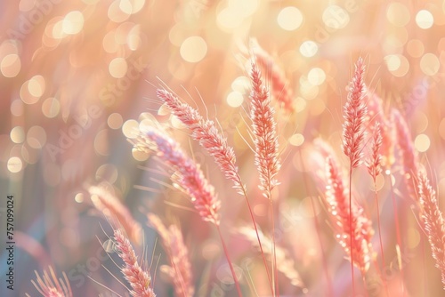 High grass with soft focus and beautiful bokeh, macro. Natural gentle plant background. © Straxer