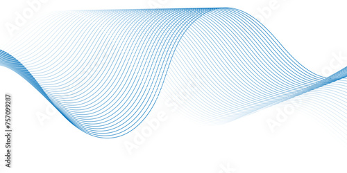 Abstract blue blend digital wave lines and technology transparent background. Minimal carve wavy white and blue flowing wave lines and glowing moving lines. Futuristic sound wave lines background.