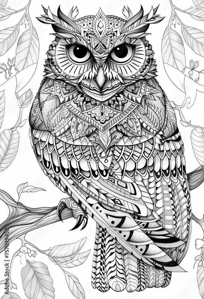 Fototapeta premium Owl Artwork A Blend of Tradition and Modernity Generative AI