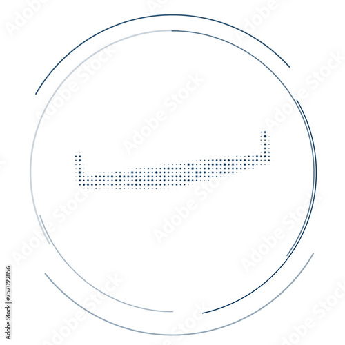 The two-handed saw symbol filled with dark blue dots. Pointillism style. Vector illustration on white background