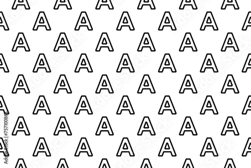 Seamless pattern completely filled with outlines of capital letter A symbols. Elements are evenly spaced. Vector illustration on white background