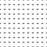 Square seamless background pattern from black butterfly symbols. The pattern is evenly filled. Vector illustration on white background