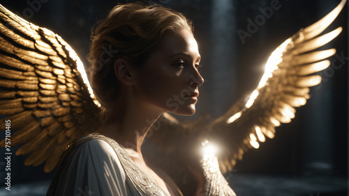 Angel with wings. Highly detailed and realistic.