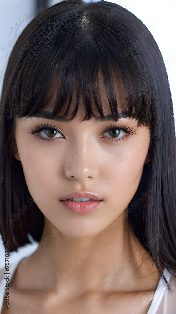 Makeup fashion beauty model expressionless studio portrait