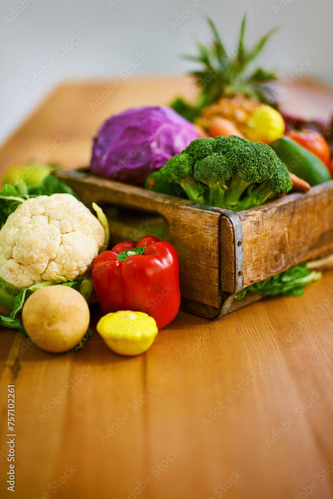 Table, crate and fresh or organic vegetables for nutrition or wellbeing, ripe and raw ingredients for sustainability or eating. Agriculture, produce and healthy diet for vegan, wellness and protein. Table, crate and fresh or organic vegetables for nutrition or wellbeing, ripe and raw ingredients for sustainability or eating. Agriculture, produce and healthy diet for vegan, wellness and protein.