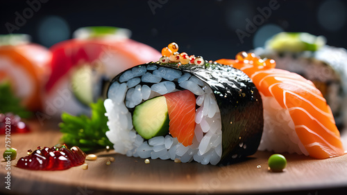Japanese sushi menu concept close-up