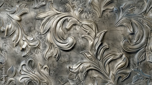 a tooled grey leather seamless pattern, capturing its intricate details and rich texture. SEAMLESS PATTERN