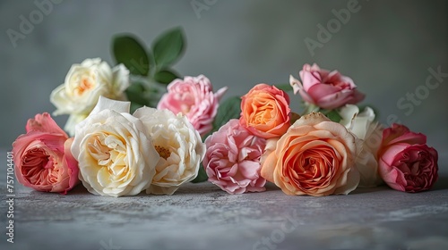 roses arranged in the distinctive style  providing plenty of room for additional text elements.