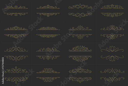 Vintage ornament swirl text dividers filigree calligraphic vector set