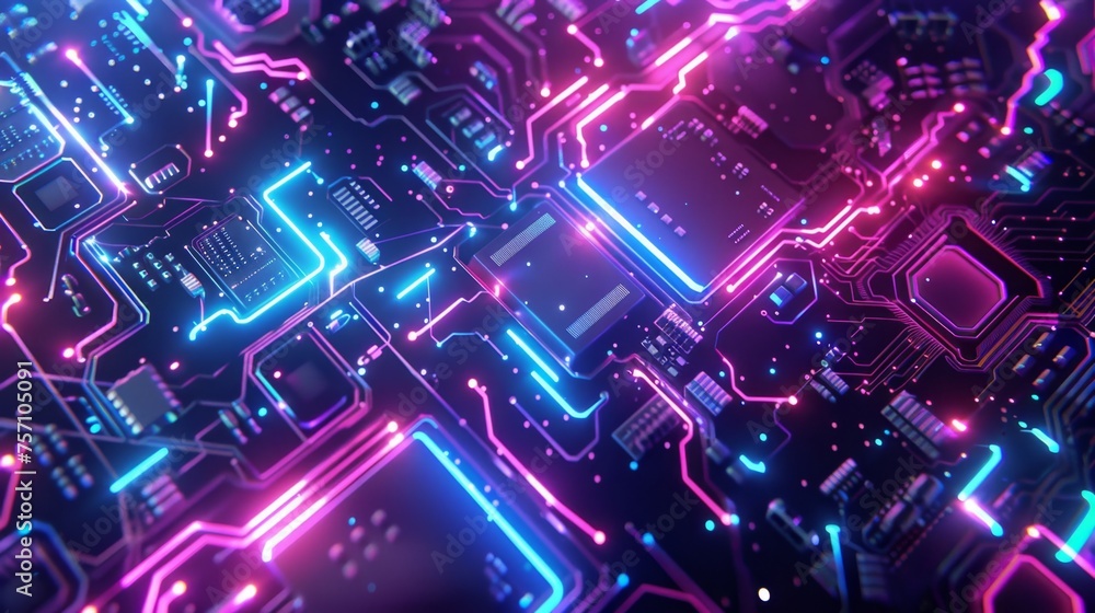 Obraz premium KS 3d render of abstract futuristic background with neon.