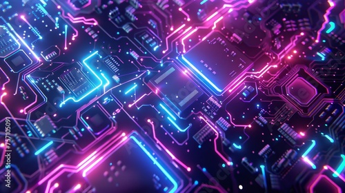  KS 3d render of abstract futuristic background with neon.