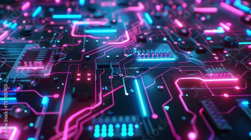  KS 3d render of abstract futuristic background with neon.