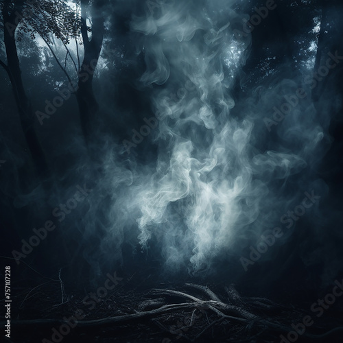 3d rendered smoky ghost in jungle made with generative AI