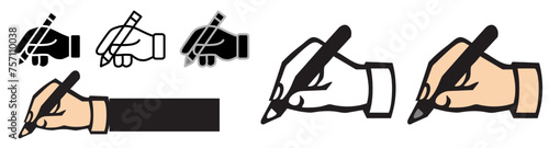 Hand writing outline icon. linear style sign for mobile concept and web design. Hand hold pen simple line vector icon. Copywriter symbol, logo illustration